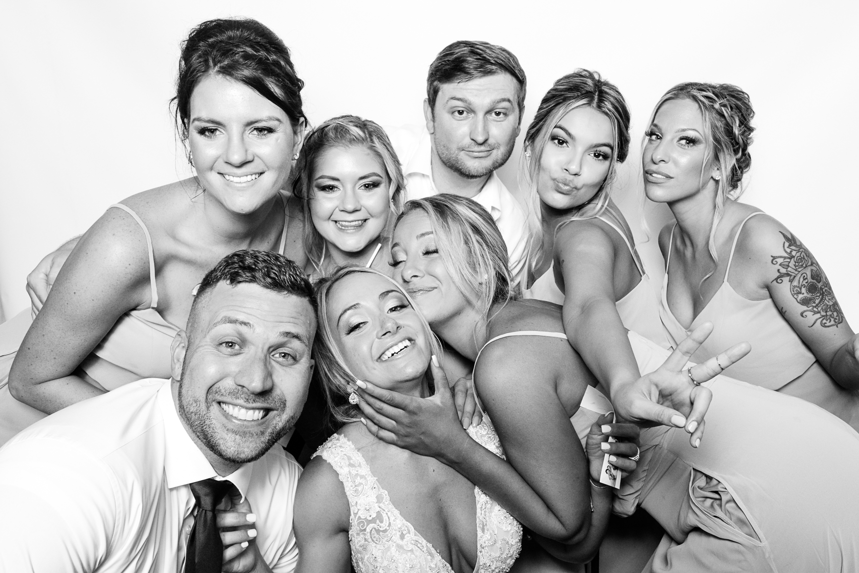 Bridal party picture in the photo booth