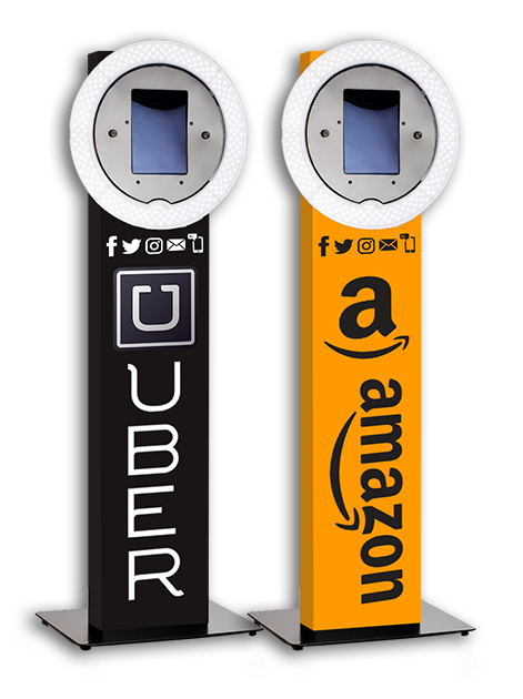 Branded photo booth kiosks Uber Amazon